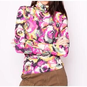 ESSENTIEL ANTWERP Coehlo Floral Knit Turtleneck Top Blouse Women's Size 1 Small